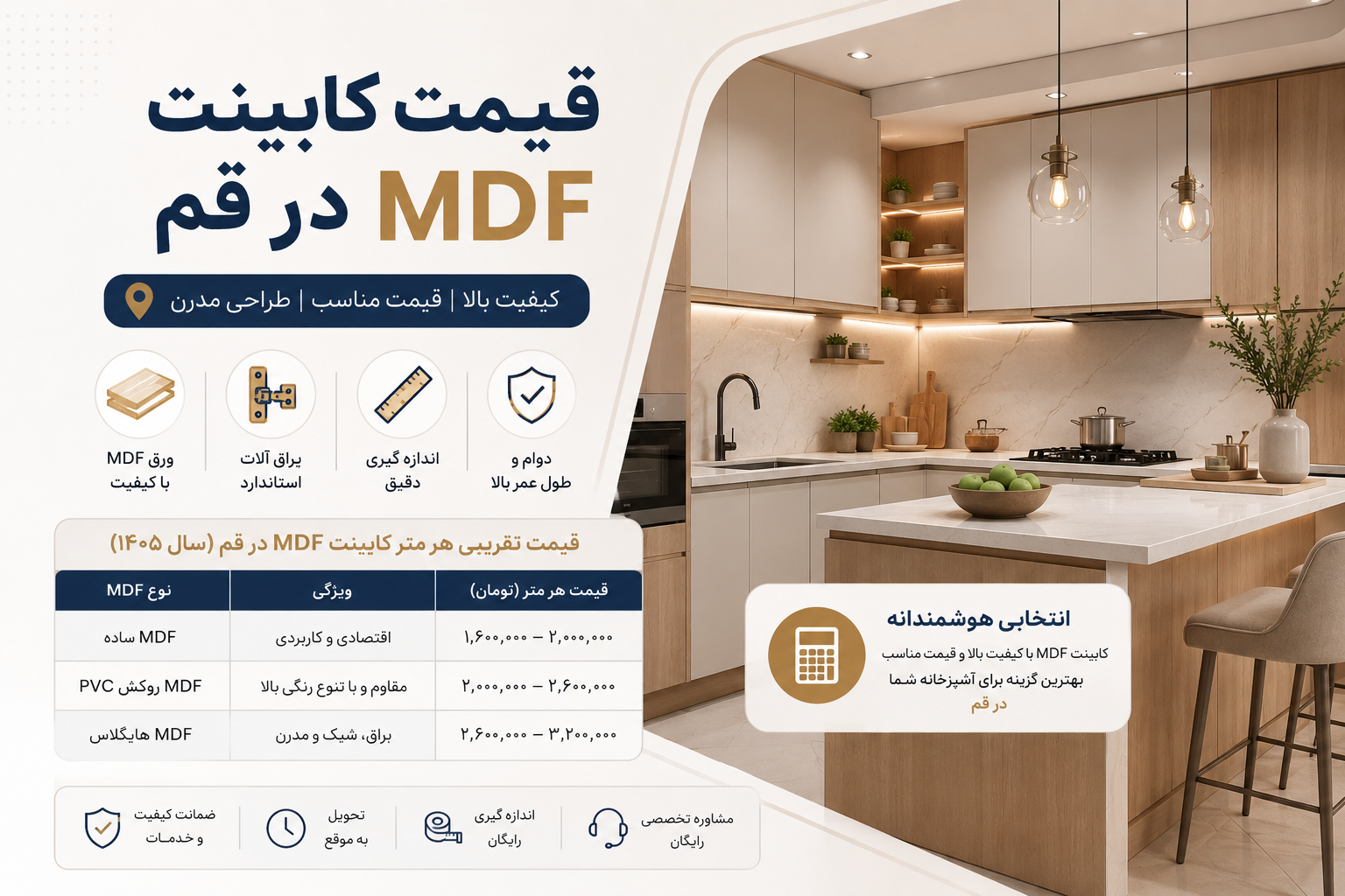 قیمت کابینت MDF در قم کوبیک کابین
